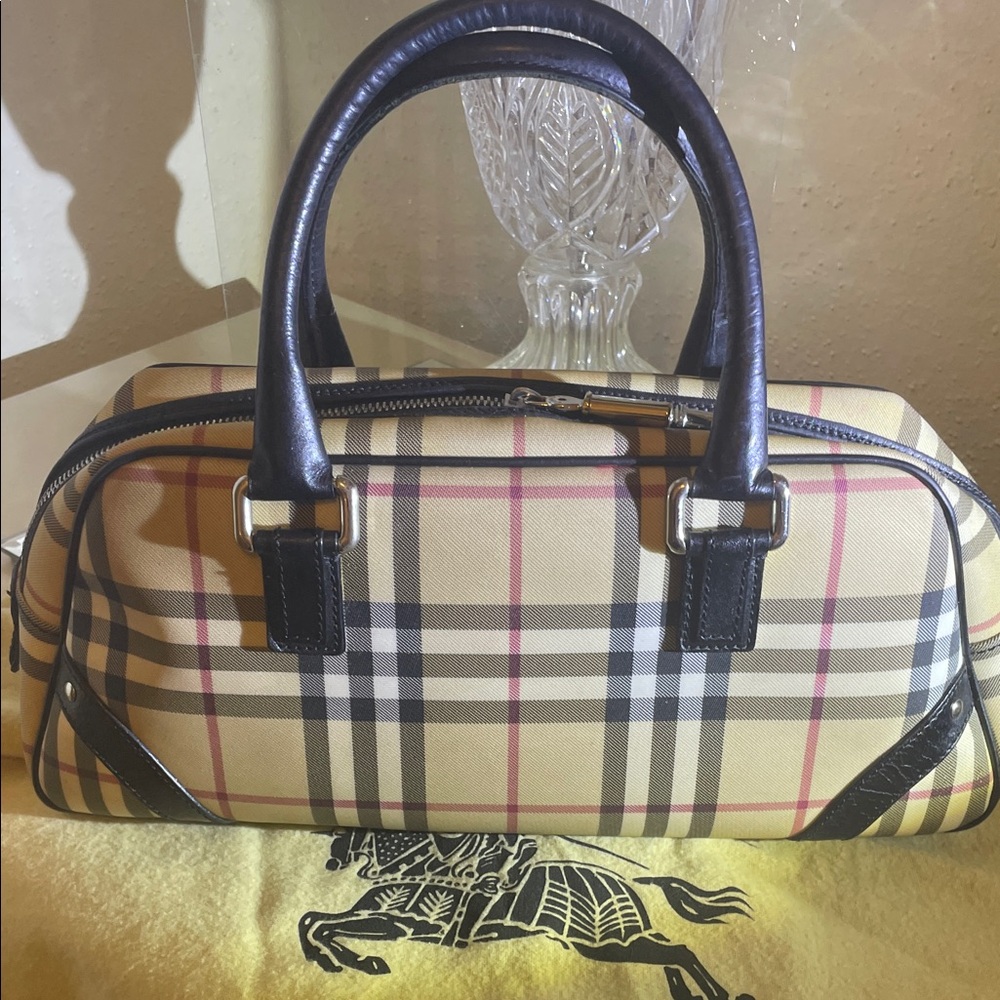 Burberry Tan and Black Plaid Satchel